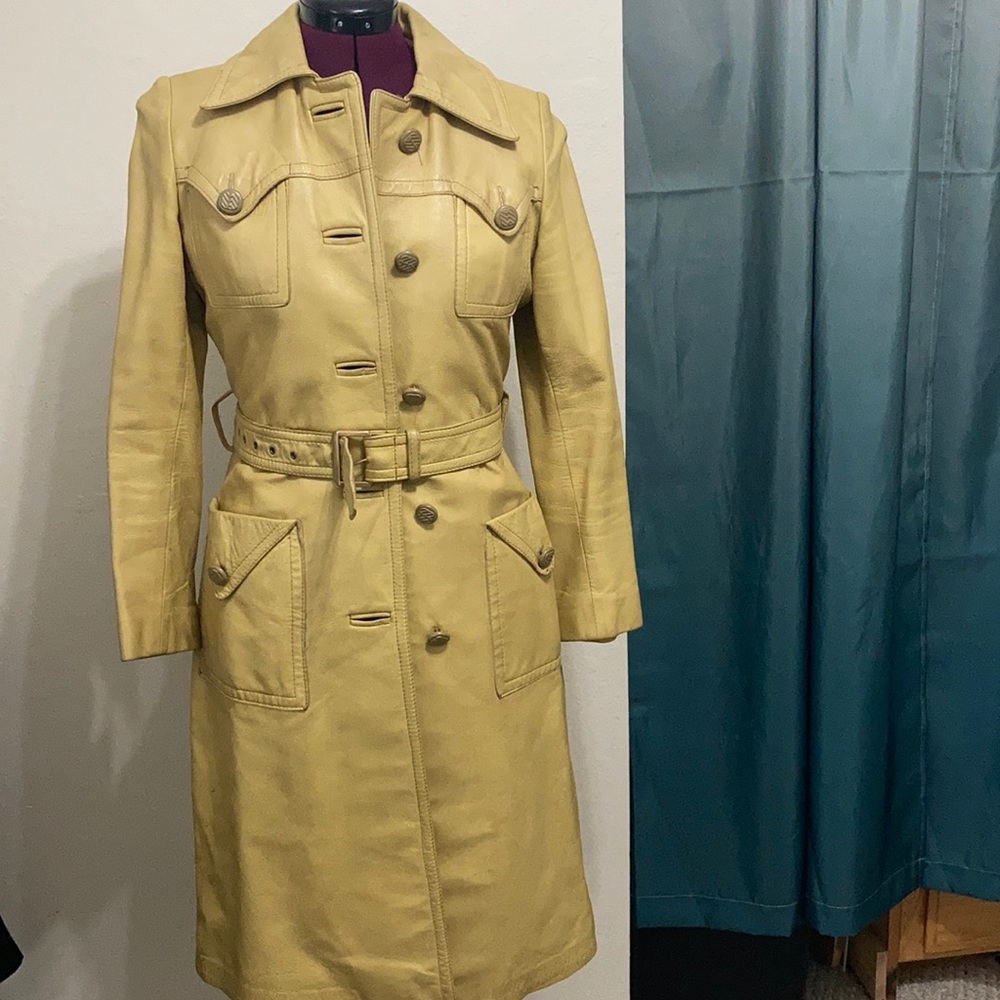 Vintage jeno de paris long leather jacket